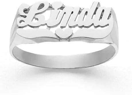 Miniatura 2 de Silver N Style Lee103Z - Anillo con nombre de cola de corazón y letra de oro personalizado (0.295 in), Oro