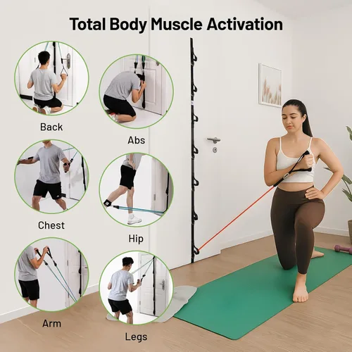 Miniatura 3 de Slim Panda Door Anchor Strap for Resistance Bands, Door Exercise Equipment with Ratchet Adjust Tighten, Multi Point Anchor Gym Attachment, Portable
