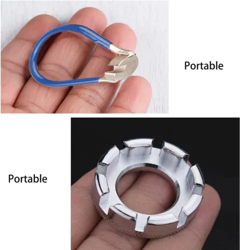 Miniatura 3 de Llave de ajuste de radios de bicicleta Juego de 2 herramientas de ajuste de llantas de bicicleta (plata y azul)
