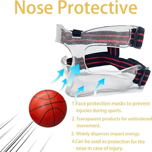 Miniatura 3 de Máscara protectora de nariz para baloncesto y deportes de fútbol máscara ajustable con acolchado de espuma para hombres y mujeres, color negro