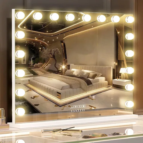 Miniatura 11 de VANITII - Espejo Hollywood con luces, altavoz con carga USB, espejo de maquillaje iluminado con bombillas, 3 modos de iluminación y espejo