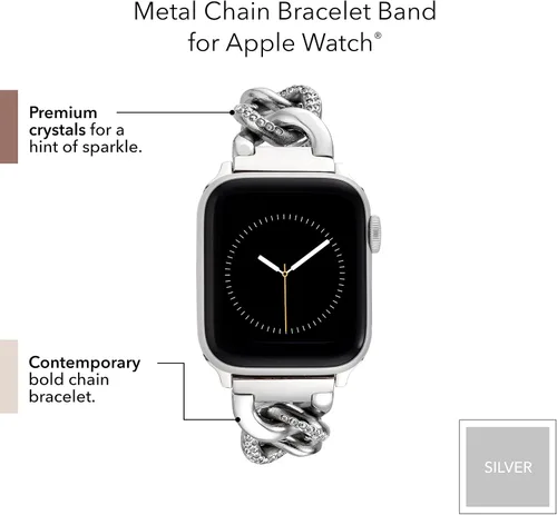 Miniatura 3 de Anne Klein Pulsera de cadena de moda para Apple Watch, segura, ajustable, correa de repuesto para Apple Watch, se adapta a la mayoría de muñecas