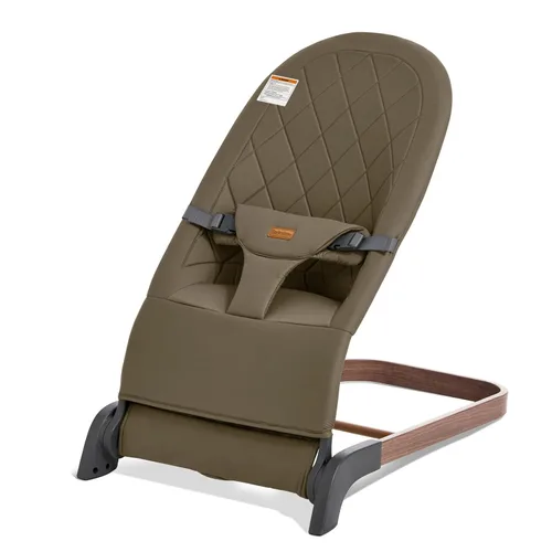 Miniatura 14 de Mecedora plegable para bebé, asiento de bebé con 3 alturas ajustables, balancín portátil para recién nacido, asiento ergonómico para rebote natural