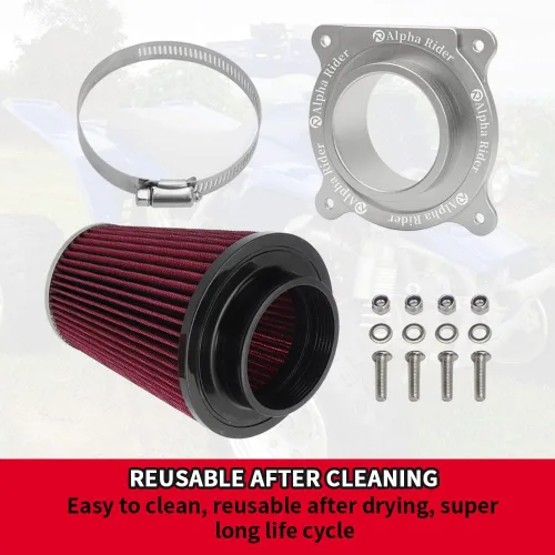 Miniatura 6 de Kit de filtro de aire del motor Motoparty para Yamaha YFM700 Raptor 2006-2021, 2013-2021 YFM700R & YFM700R SE, con adaptador de entrada y soporte