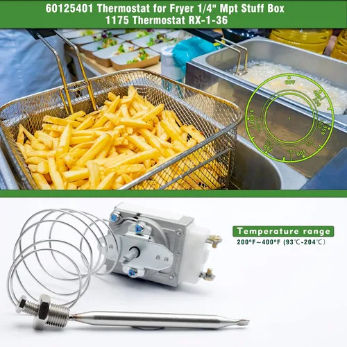 Miniatura 4 de RX-1-36 Termostato para freidora Caja de empaque Mpt de 1/4", termostato 60125401 para freidora profunda compatible con Pitco 60125401 apto