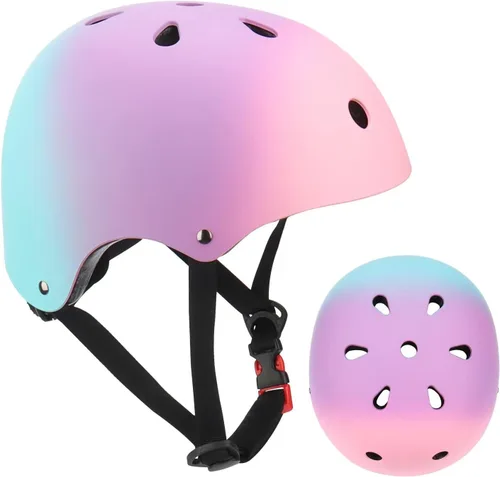 Miniatura 2 de Casco de bicicleta ajustable con gradiente de color para niños, cascos para niños pequeños para niños de 3 a 14 años, niñas, niños, jóvenes, Rosa
