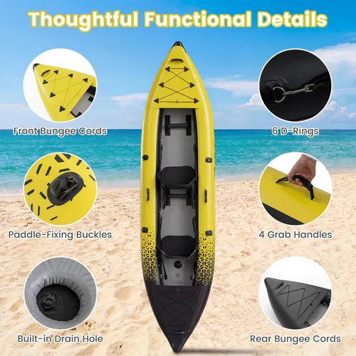 Miniatura 7 de S AFSTAR Kayak inflable, canoa para 2 personas con capacidad de 507 libras, suelo de puntadas, todos los accesorios y bolsa de transporte, kayak