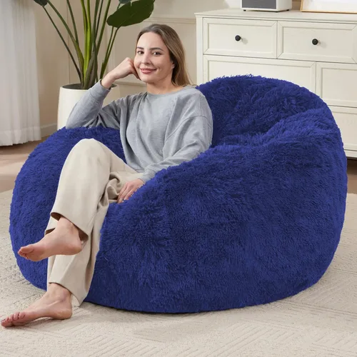Miniatura 33 de Bean Bag Cover (No Filler) Soft Faux Fur Stuffed Animal Bean Bag Storage, Fluffy Plush Bean Bag Chair Cover Washable, Comfy Bean Bag Covers for Dark