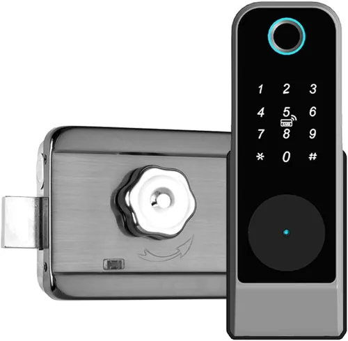 Cerradura inteligente de puerta con huella dactilar, cerradura de puerta biométrica antirrobo inteligente, cerradura electrónica de patio al aire