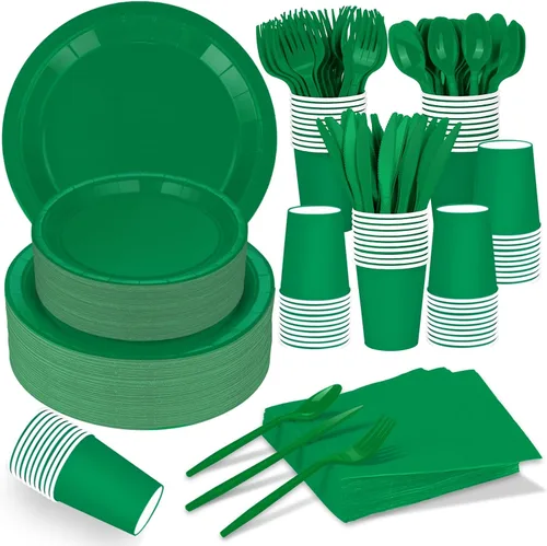 Miniatura 14 de El juego de 228 piezas de suministros de fiesta color rosa incluye platos de papel, vasos, servilletas rosas, cucharas de plástico, tenedores