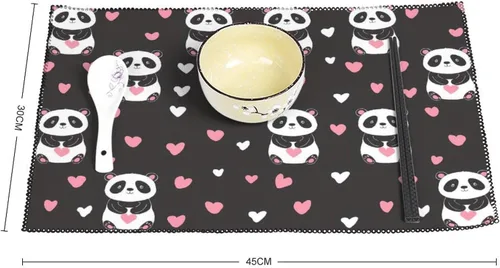 Miniatura 2 de Panda Print Placemats Set of 6 Resistant Table Mats Washable Place Mats for Dinner Party Table Decoration