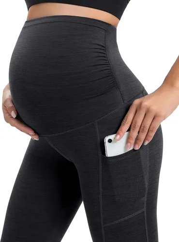 Miniatura 3 de IUGA Leggings de maternidad sobre el vientre, leggings de entrenamiento de maternidad con bolsillos, leggings de embarazo para mujer, ropa deportiva