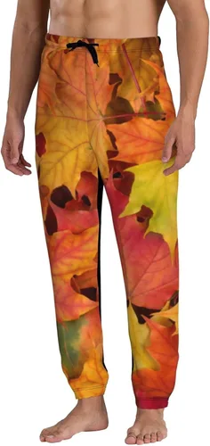 Miniatura 2 de ultaro Mens Joggers Sweatpants Autumn Maple Leaves Casual Pants Sports Jogging Trousers with Drawstring