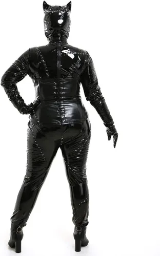 Miniatura 5 de Disfraz de cuerpo completo negro de gatúbela para mujer, cosplay de Noche de Brujas, incluye máscara y látigo, por Miccostumes