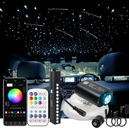 Miniatura 11 de AKEPO - Kit de luz musical RGBW de 6 W, tamaño mini, parpadeante, fibra óptica, controlada a través de aplicación, para el hogar y el automóvil, 600