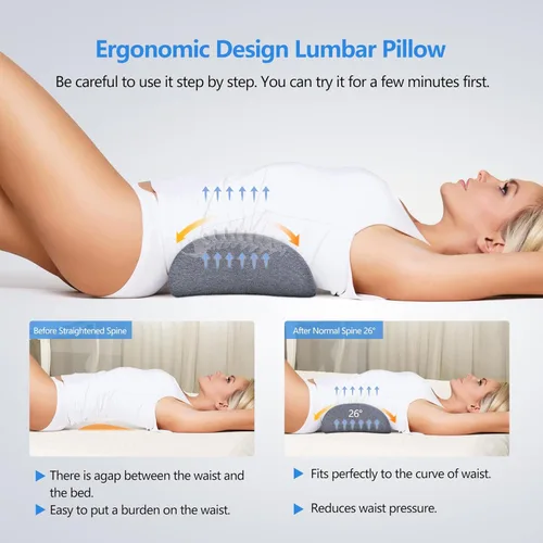 Miniatura 3 de Almohada de apoyo lumbar Cozyhealth para dormir, almohada lumbar inferior con calefacción de grafeno para aliviar el dolor lumbar, cojín de espuma
