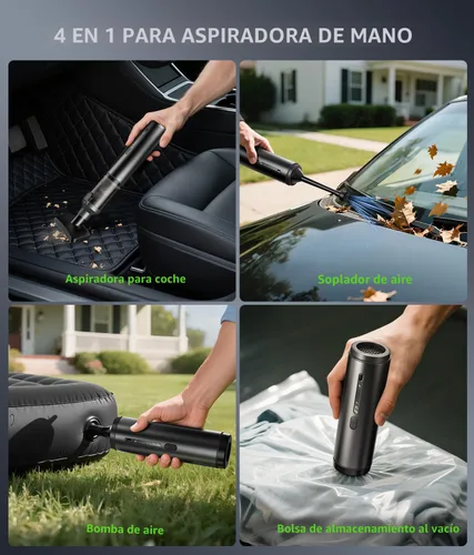 Miniatura 2 de Aspiradora de Coche Portátil Inalámbrica de Mano 4-en-1 Mini Aspiradora Inalámbrica con 2 Modos de Succión y 16800pa de Potencia de Succión Modos