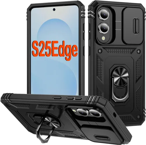 Miniatura 37 de PASNEW Funda para Samsung Galaxy S22 Ultra 5G, cubierta de cámara deslizante y soporte de dedo de metal giratorio de 360°, militar, resistente, a
