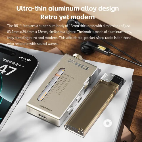 Miniatura 3 de FiiO RR11 Receptor de radio estéreo portátil HiFi FM con sintonización analógica PVR, efectos de sonido BASS+3D, 64MHz-108MHz