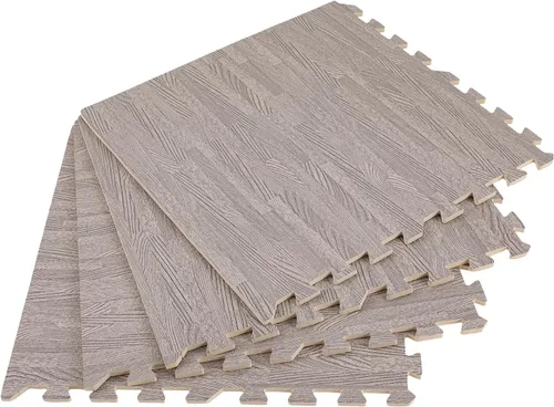 Miniatura 6 de Azulejos de espuma estampada de 0.4 pulgadas de grosor, 24 x 24 pulgadas, 25 piezas, suelo protector estilo grano de madera, para el hogar