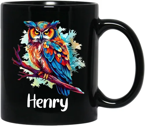 Miniatura 14 de Taza de café personalizada con nombre, taza de café personalizada con animales marinos coloridos del océano, 11 onzas, 15 onzas, taza de cerámica