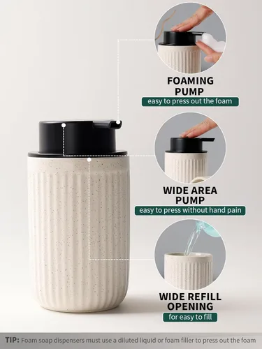 Miniatura 3 de BosilunLife Juego de dispensador de jabón y soporte para cepillo de dientes - Bomba dispensadora de jabón de espuma de 11Oz, dispensador de jabón