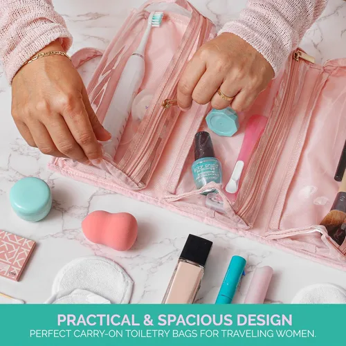 Miniatura 3 de Neceser de viaje colgante para mujer, bolsa de viaje plegable para mujer, 4 bolsas de viaje extraíbles XL aprobadas por la TSA para cosméticos