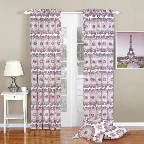 Miniatura 8 de Home Soft Things Dobson - Juego de cortinas y fundas de almohada estampadas, color azul de 70 x 84 pulgadas, juego de 2 paneles más dos fundas