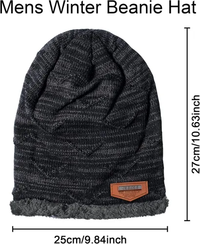 Miniatura 3 de YSense Mens Winter Warm Slouchy Beanie Oversized Baggy Hat Fleece Lined Knit Skull Cap
