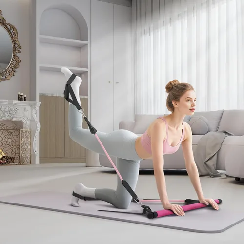 Miniatura 7 de Kit de barra de pilates con bandas de resistencia, barra de pilates portátil para gimnasio en casa, yoga y entrenamientos de cuerpo completo,