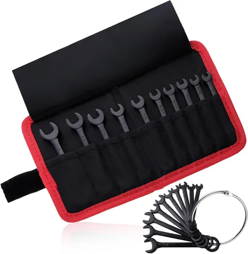 Miniatura 13 de Juego de mini llaves SAE, 10 piezas, acabado cromado resistente al óxido, ideal para automóviles, industriales, hogar, pasatiempos, color plateado