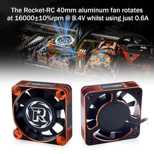 Miniatura 2 de Paquete de 2 ventiladores de refrigeración de motor RC de 1.575 pulgadas, ventilador de enfriamiento ESC de 16000RPM para camión 1/10 1/8 RC