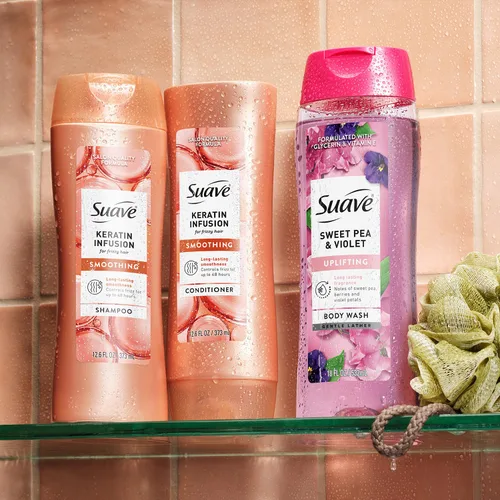 Miniatura 7 de Suave Champú suavizante de infusión de queratina de 2 tamaños, limpiador diario suave para cabello suave y manejable, control del encrespamiento 48H