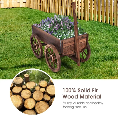 Miniatura 2 de LDAILY Moccha - Carro de madera con 4 ruedas para maceta de flores y flores, para el hogar, jardín, interior y exterior