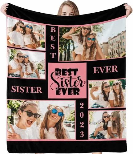 Miniatura 12 de Regalos para hermanas de hermana manta con collage de fotos, mantas de fotos personalizadas para hermanas, mejores amigas, mujeres, manta de amistad