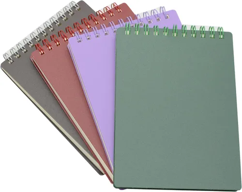 Yansanido Cuaderno en Espiral con Encuadernación Superior, 4 Piezas, 4 Colores, Tamaño A6, Tapa Dura Gruesa de Plástico, Papel Rayado de 8 mm, 80