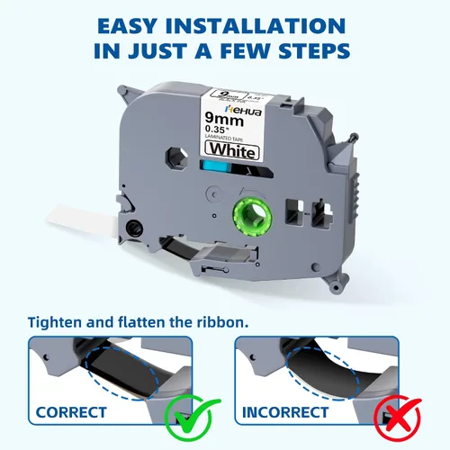 Miniatura 8 de Hehua Cinta TZ laminada compatible de 0.354 in 0.35 de repuesto para Brother P Touch TZe-221 TZe221 TZ221 TZ-221 3/8 pulgadas, cinta resistente al