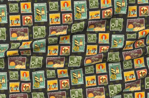 Miniatura 4 de Spoonflower Tela – Colección Surfing World de escala media retro de verano con ondas de playa impresas en tela de gasa, ropa de costura, vestidos