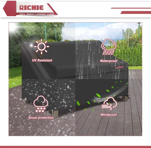 Miniatura 5 de RICHIE Funda Impermeable de Servicio Pesado para Sofá de Patio de 3 Plazas - Fundas para Muebles de Exterior para Sofá de Dos Plazas/Sofá