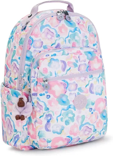 Miniatura 2 de Kipling Seoul - Mochila grande metálica para portátil de 15 pulgadas, Agua (Aqua Flowers)