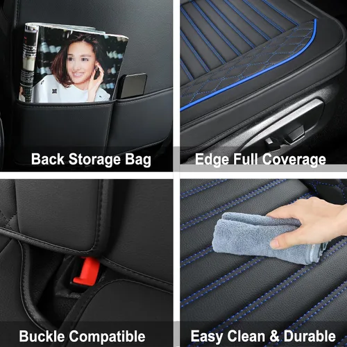 Miniatura 3 de Fundas de asiento de cuero para automóviles, juego completo de fundas de asiento de automóvil, fundas de asiento para camiones, SUV, cuero