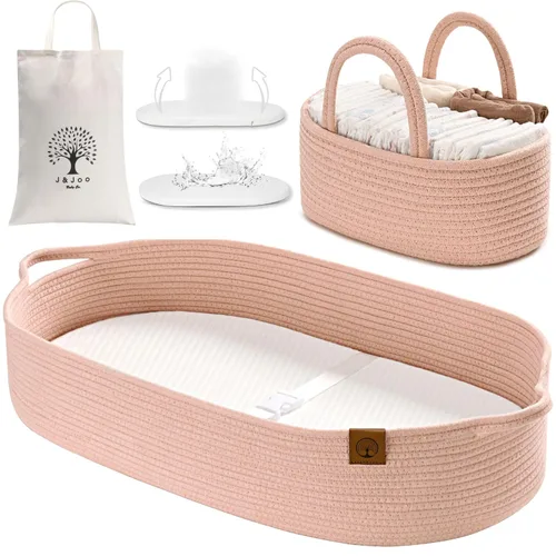 Miniatura 16 de Cesta cambiador de bebé incluye pañalera, suave e impermeable, de doble cubierta, portátil, cambiador para tocador y cambiador, regalo para baby