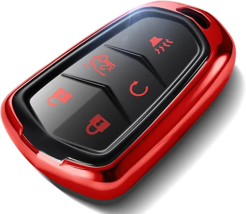 Funda para llavero Cadillac, compatible con Cadillac CTS, SRX, XT5, ATS 15-19 Rojo