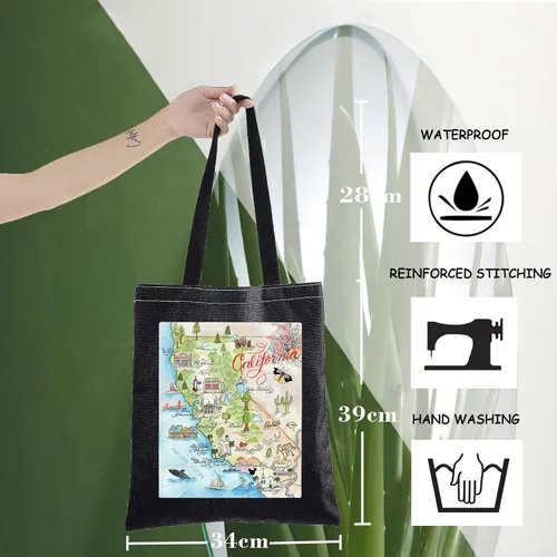 Miniatura 2 de WZMPA Bolsa de mano del estado de California, regalo de viaje, bolsas de comestibles reutilizables para vacaciones, mercancía de viaje