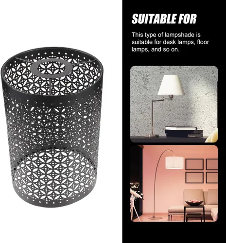 Miniatura 7 de Angoily Pantalla de lámpara cilíndrica de metal ahuecado, cubierta protectora de lámpara de 5.66 pulgadas para lámparas de mesa y de pie