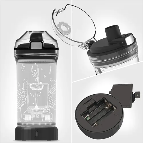 Miniatura 6 de YuanDian Botella de agua para niños con luz LED 3D - 14 onzas Tritan libre de BPA ecológica - 7 colores luz tazas de bebida geniales, regalo