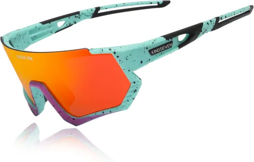 KINGSEVEN Gafas de sol polarizadas de ciclismo para hombre, gafas de sol deportivas MTB gafas de bicicleta UV400 protección LS910 Rojo limitado
