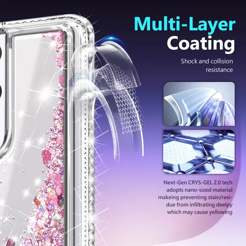 Miniatura 288 de NGB - Funda de teléfono diseñada para Samsung Galaxy S9+ Plus, morado/azul, con purpurina líquida para mujeres y niñas, con protector de pantalla