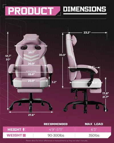 Miniatura 2 de GTPLAYER Silla para videojuegos, silla de computadora con reposapiés y soporte lumbar para adultos, asiento reclinable grande y alto giratorio