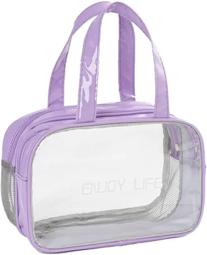 Miniatura 12 de Neceser de viaje, bolsa de aseo transparente con asa, bolsa de maquillaje impermeable para playa, viajes, gimnasio, Negro